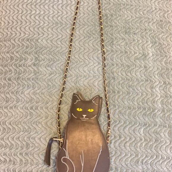 Black Cat Purse with Chain Used Good - Picture 2 of 10